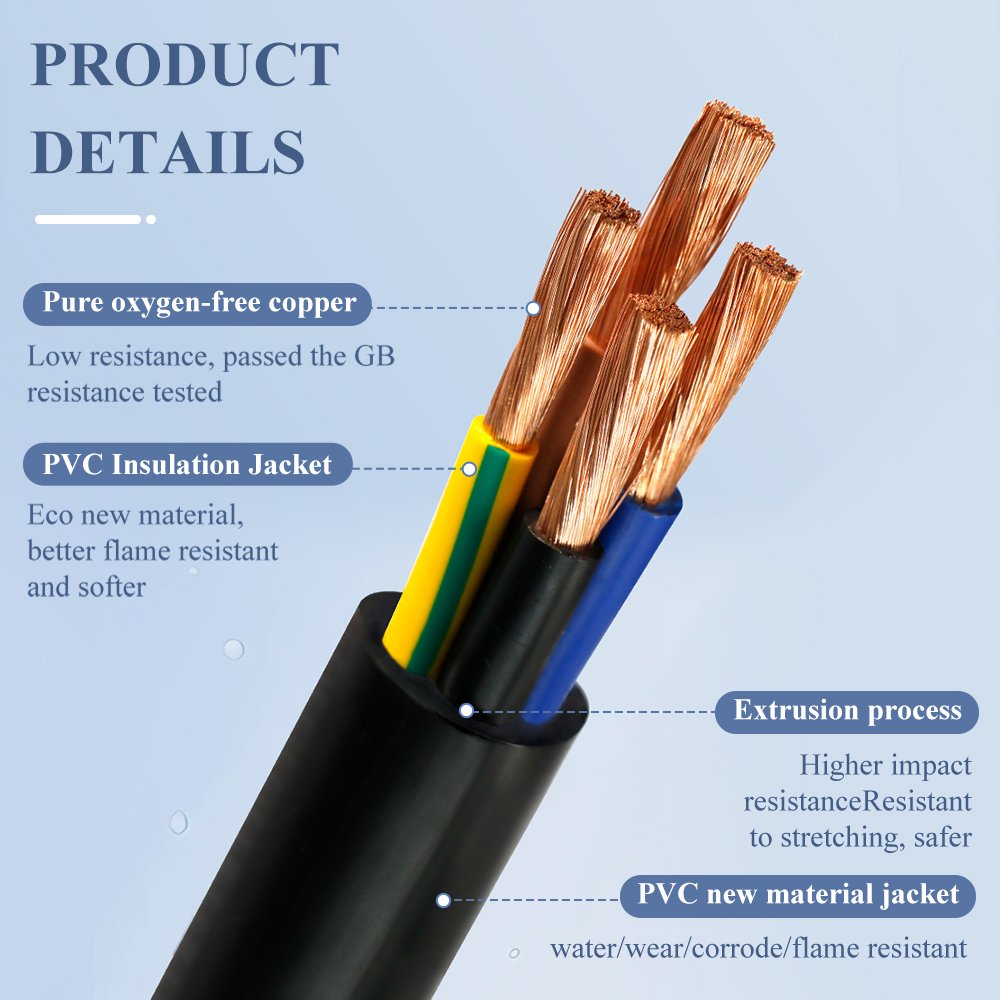 Multi Conductor Flexible Cable RVV 5 6 7 8 Core 5*0.2 5*0.3 MM Electrical Wires for security alarm system