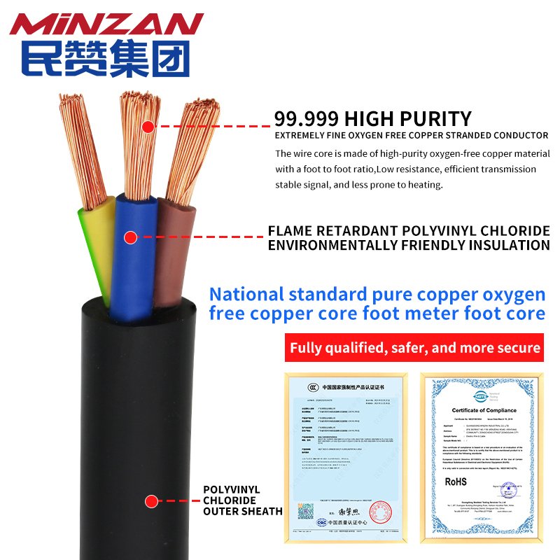 Multi Conductor Flexible Cable RVV 5 6 7 8 Core 5*0.2 5*0.3 MM Electrical Wires for security alarm system