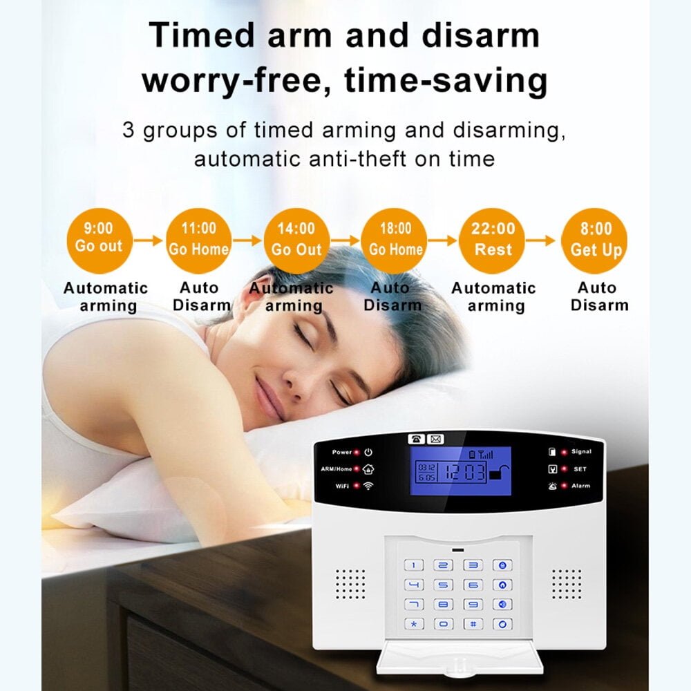 Agshome Tuya Wifi GSM Home Alarm Security System; Innovation Tuya Smart WiFi 200 Wireless & 8 Wired Zones GSM Home Alarm System