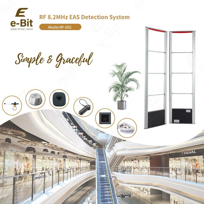 Factory Direct Supply E-Bit RF-002 Aluminum Alloy Structure Black ABS Base Anti-theft alarm Gate RF 8.2MHz EAS Detection System