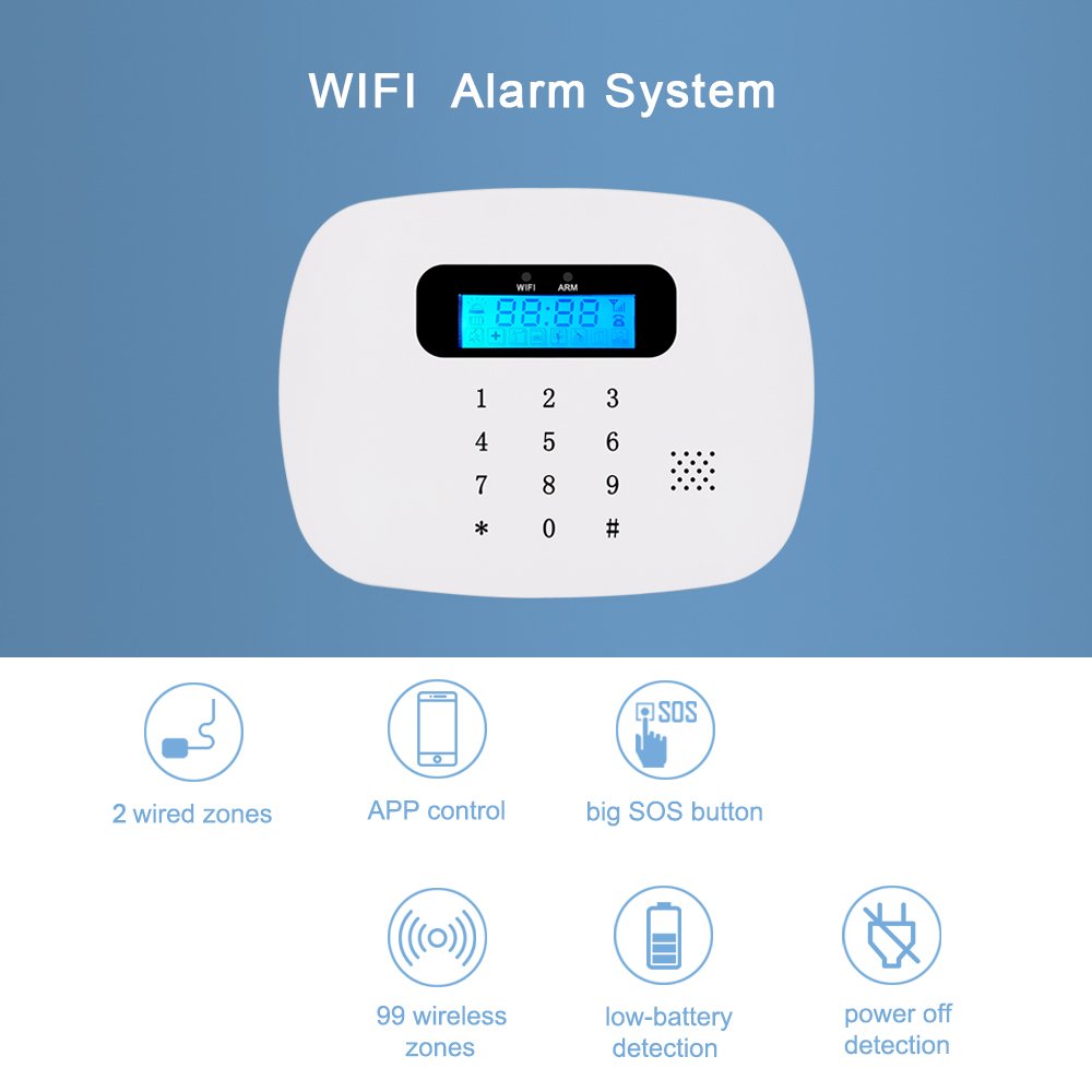 Tuya Smart Home Product Wifi Alarm System With Screen, Keyboard and Big SOS button Work with Alexa/Google Assistance