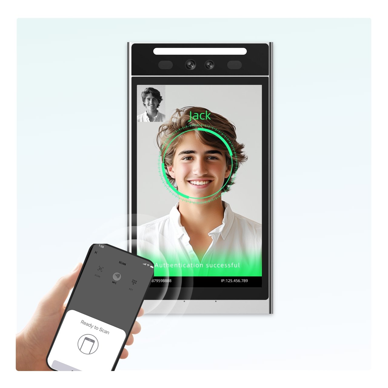 VF206 android attendance recorder software developed staff biometric face recognition multi-biometric identification terminal