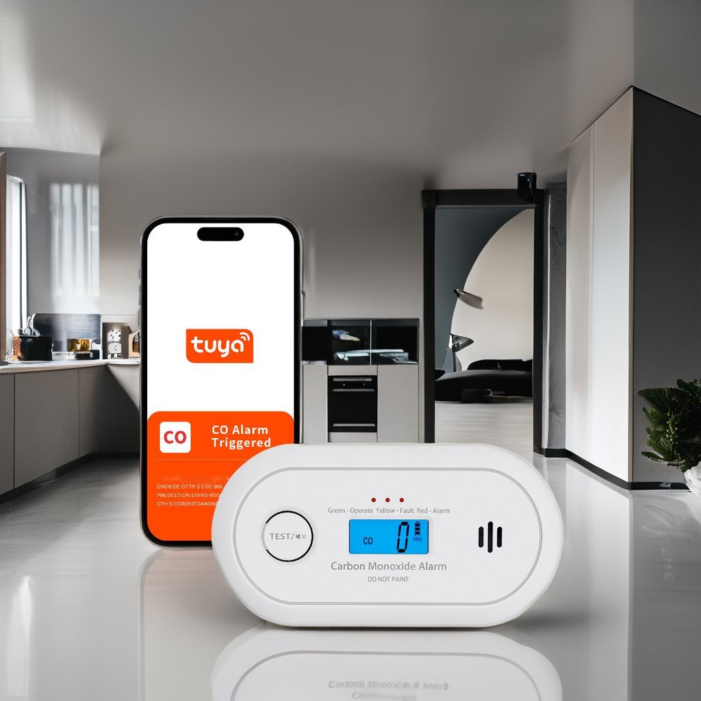 Wi-Fi Smart CO Detector Tuya APP Control Carbon Monoxide Alarm with Replaceable CR123A Battery CE/BS EN50291 VC22WR
