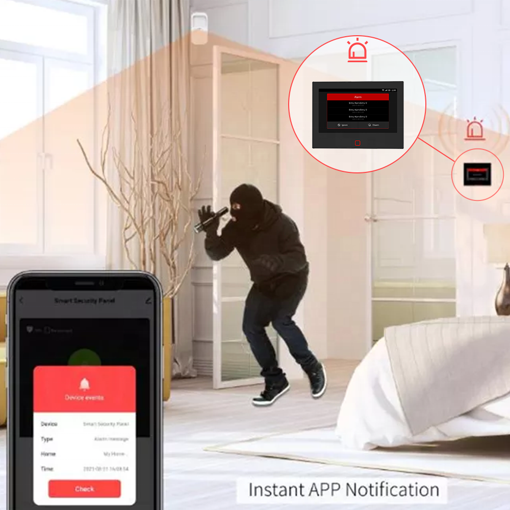 7 inches 4G Tuya Smart Wireless Home RF433MHz Alarm Security Burglar alarm System with PIR Anti-theft WiFi GSM Home Alarm System