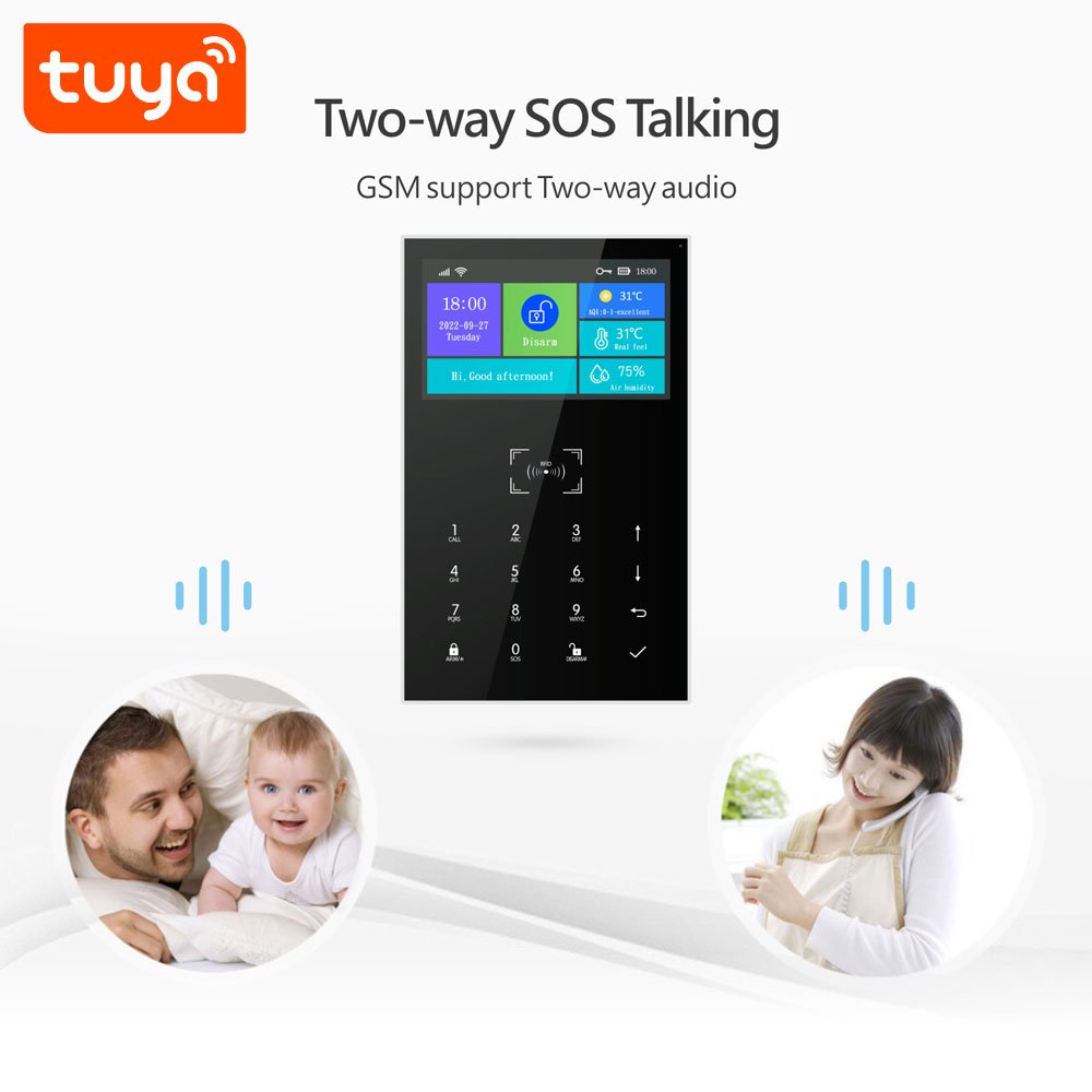 4.3 Inch Touch Screen LCD Tuya Smart Life App Residential Alarm Wireless 4G GSM Wifi Intruder Alarm System PST-PG109-4GEU