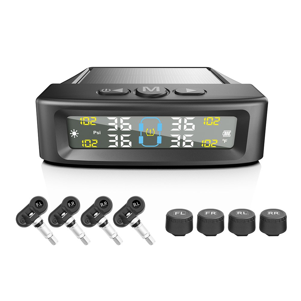 Tire Pressure Monitoring Automatic Safety Alarm System Solar Tire Temperature Monitoring Truck RV TPMS 6 Sensor