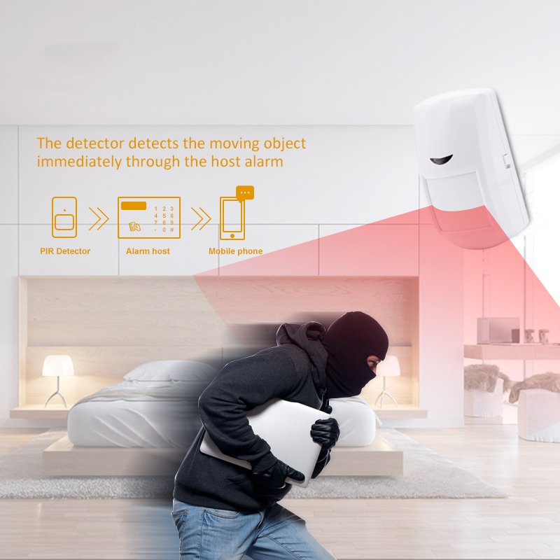 wireless infrared motion sensor 433MHz EV1527 9V battery powered anti-tamper switch for burglar intrusion security alarm system