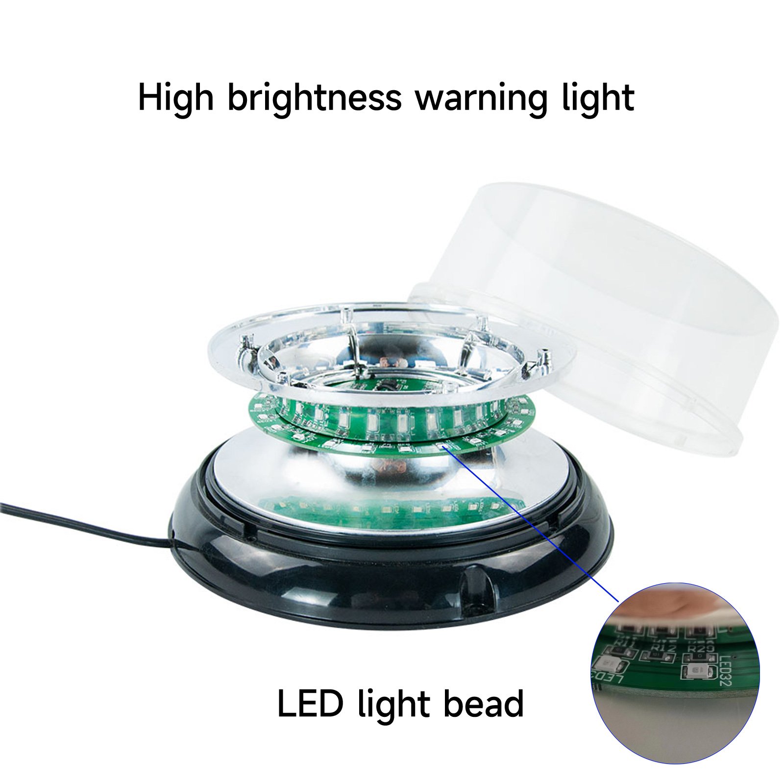 YAL-120CL LED Car Warning Light IP65 Waterproof Strobe 4 Flashing Modes Vehicles Cigarette Plug DC12V/24V Alarm Systems