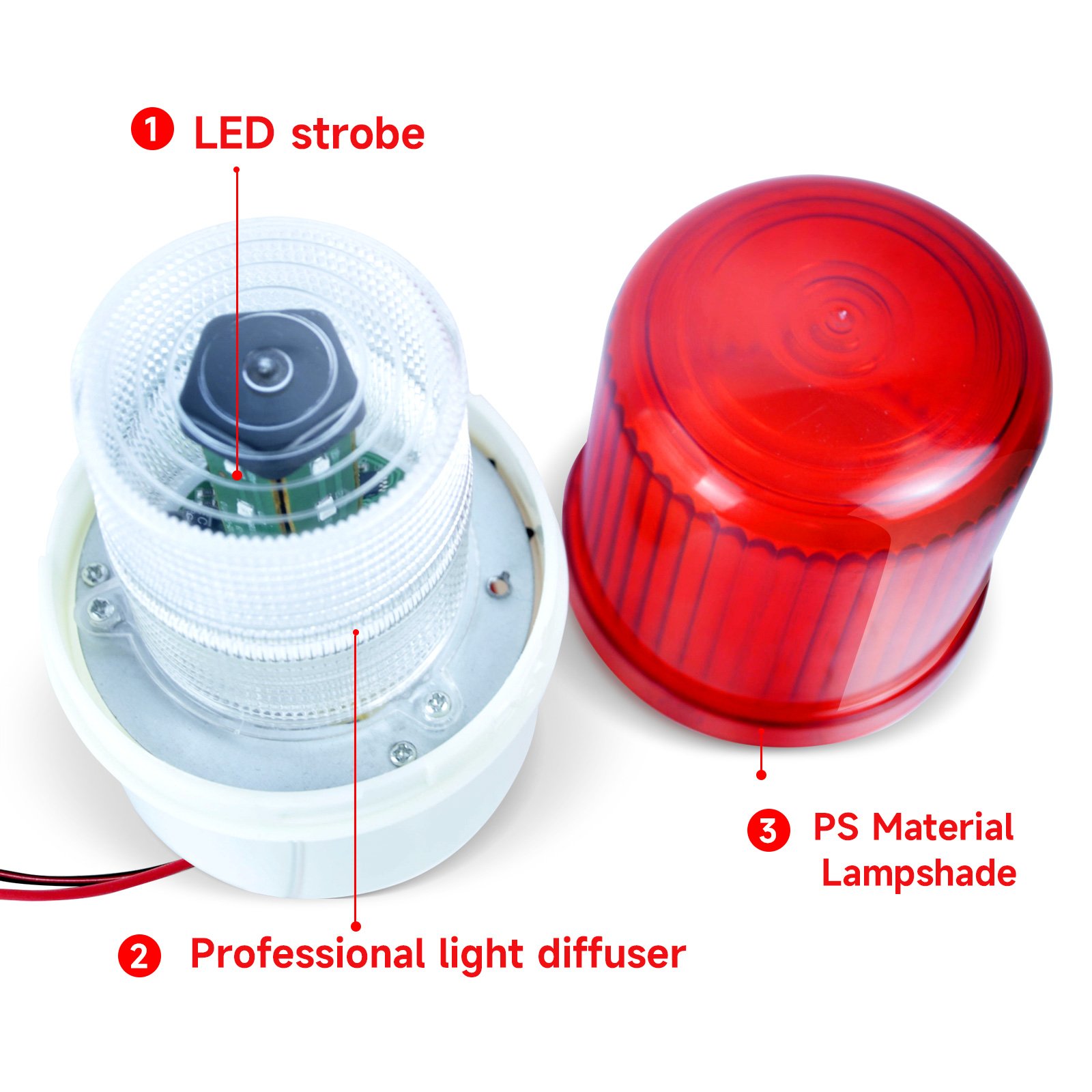 YASONG LED Industrial Warning Beacon Light 90dB Loud Buzzer Security Flashing Light LTE-5103J IP44 Strobe Light Alarm Systems