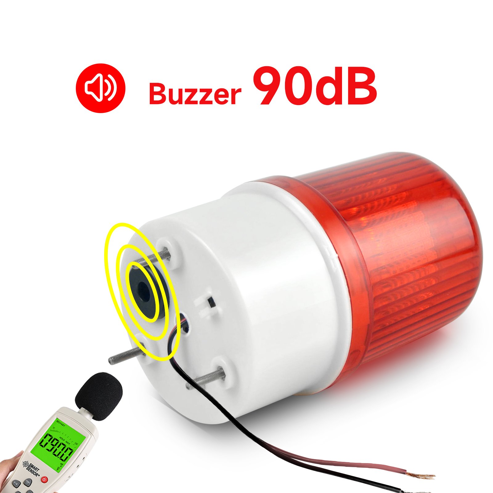 YASONG LED Industrial Warning Beacon Light 90dB Loud Buzzer Security Flashing Light LTE-5103J IP44 Strobe Light Alarm Systems
