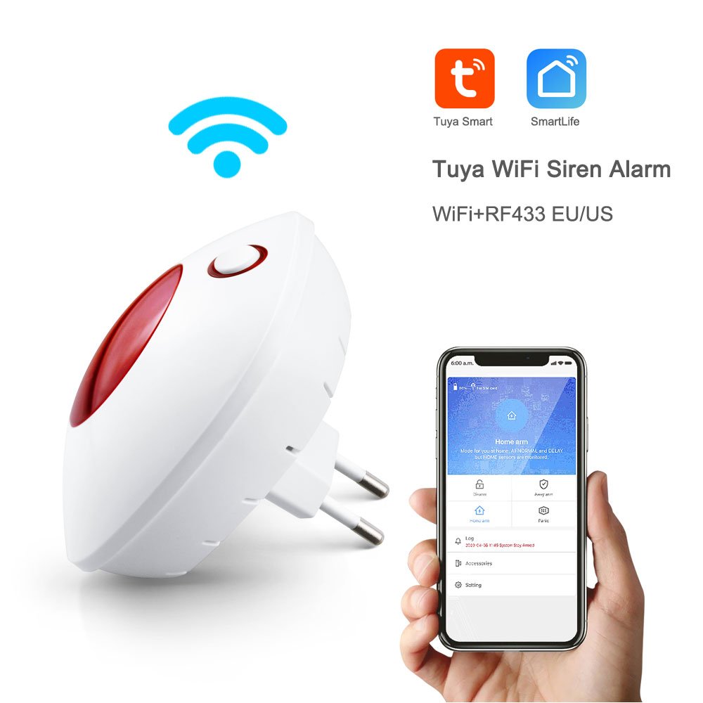 Hot Seller Home Security System Smart Life APP Control EU/US Plug option 110dB Tuya Smart WiFi Alarm Siren PST-SN11