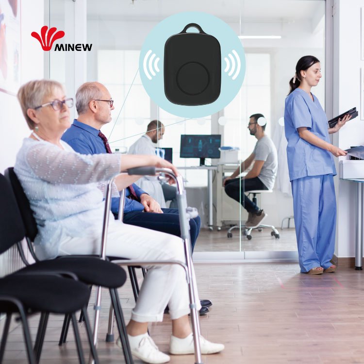 Minew Portable Location Beacon Personal Wireless Ble Bluetooth Emergency Wearable Sos Panic Button With Lanyard