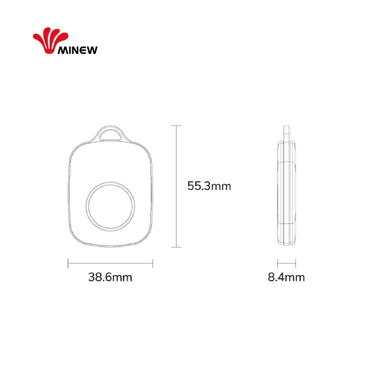 Minew Portable Location Beacon Personal Wireless Ble Bluetooth Emergency Wearable Sos Panic Button With Lanyard