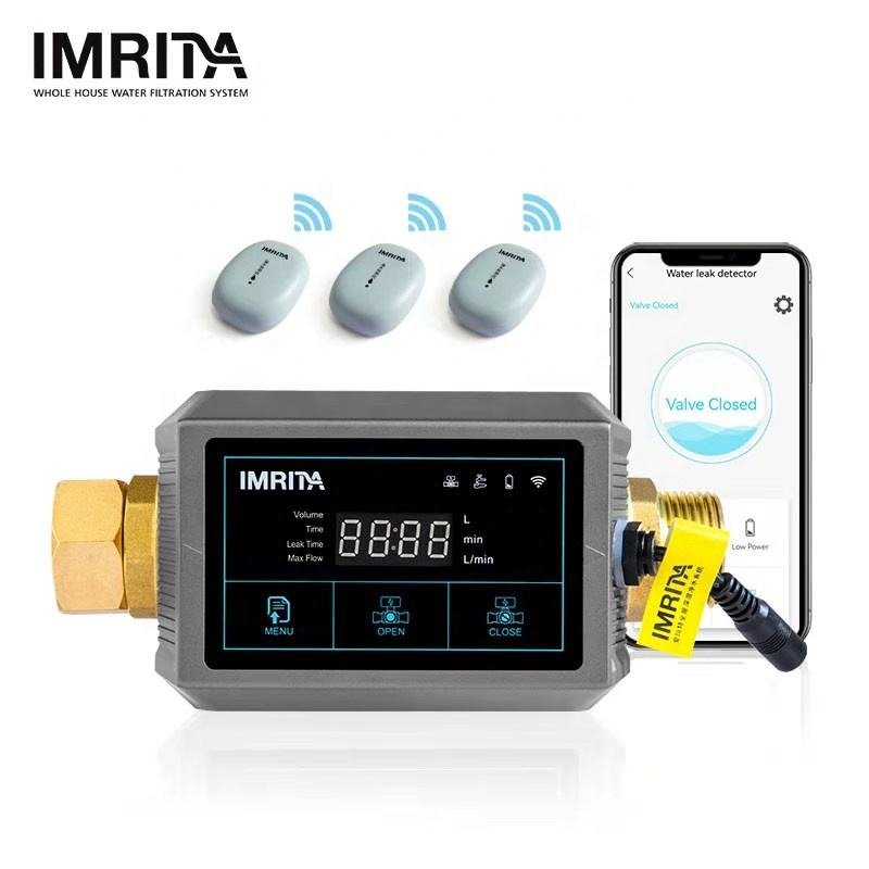 IMRITA Wireless Water Leakage Detector Sensor WiFi Water Leak Detector Smart Water Monitor with Auto Shut Off Valve