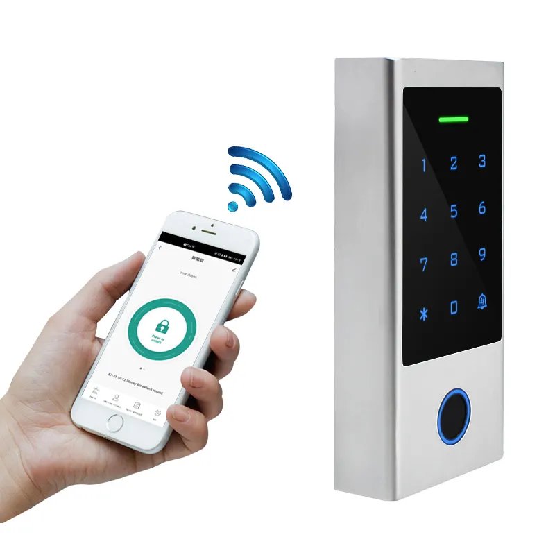 IP66 Waterproof Tuya WiFi APP RFID Biometric TouchKey Access Control System, 125KHz EM or 13.56MHz MF/IC Card Reader