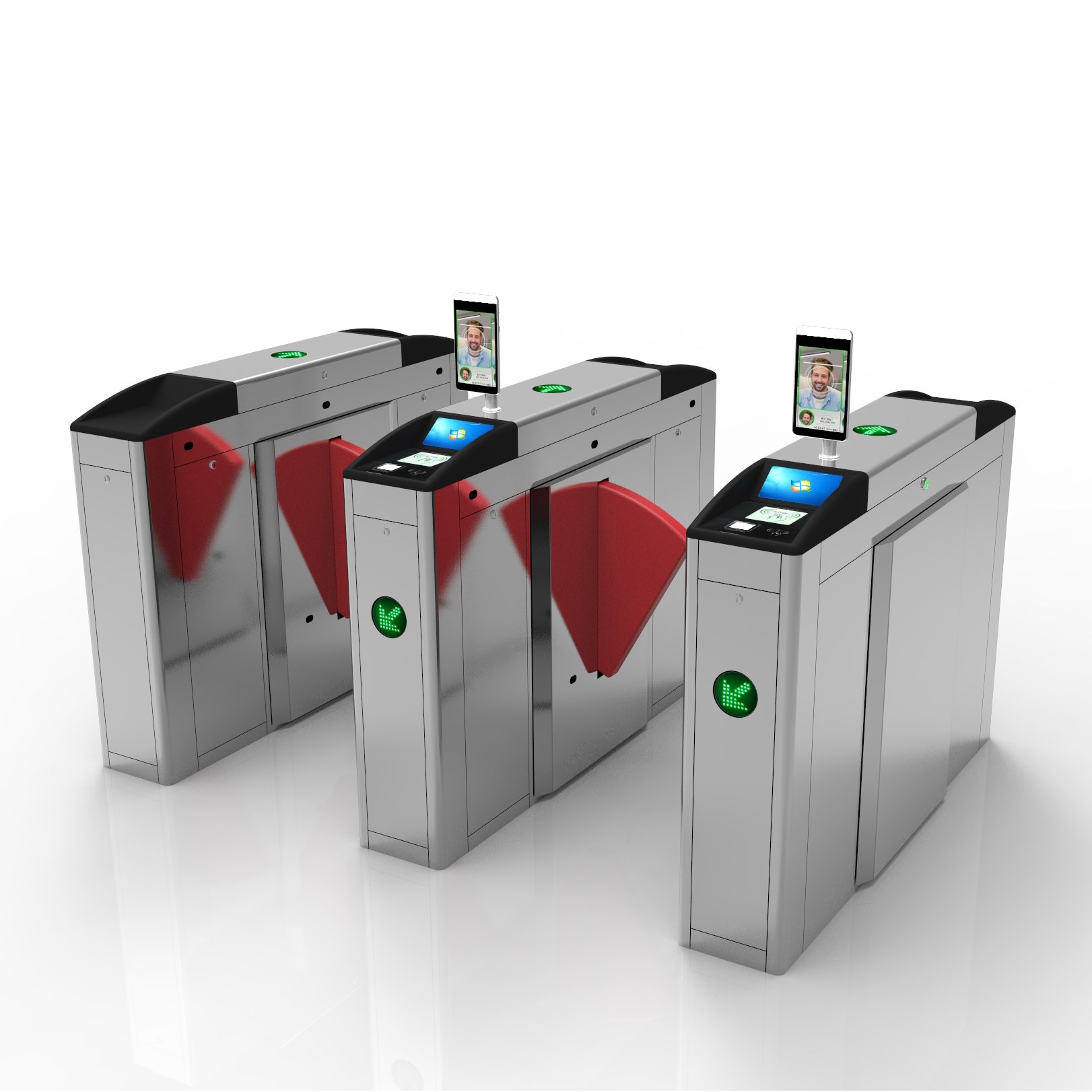 luxury PU wing brake with RFID QR code facial recognition LCD screen for ticket sales anti-collision Flap Barrier turnstile