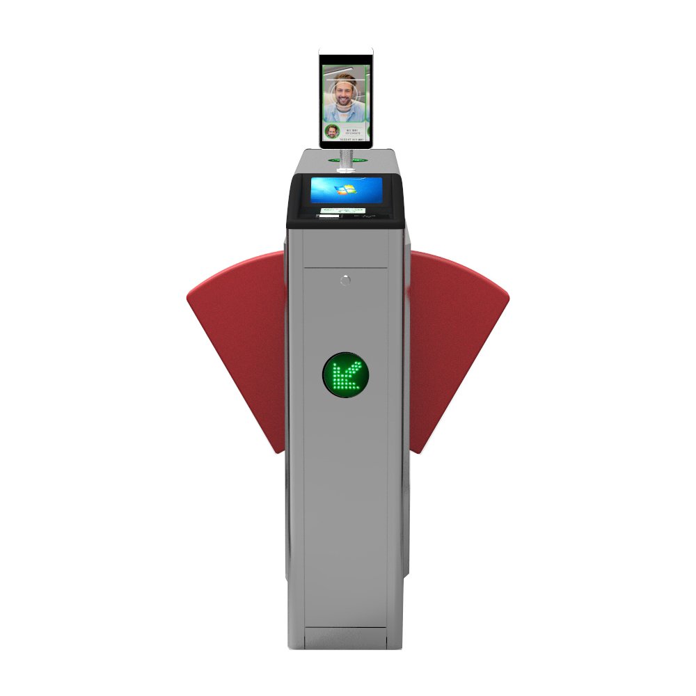 luxury PU wing brake with RFID QR code facial recognition LCD screen for ticket sales anti-collision Flap Barrier turnstile