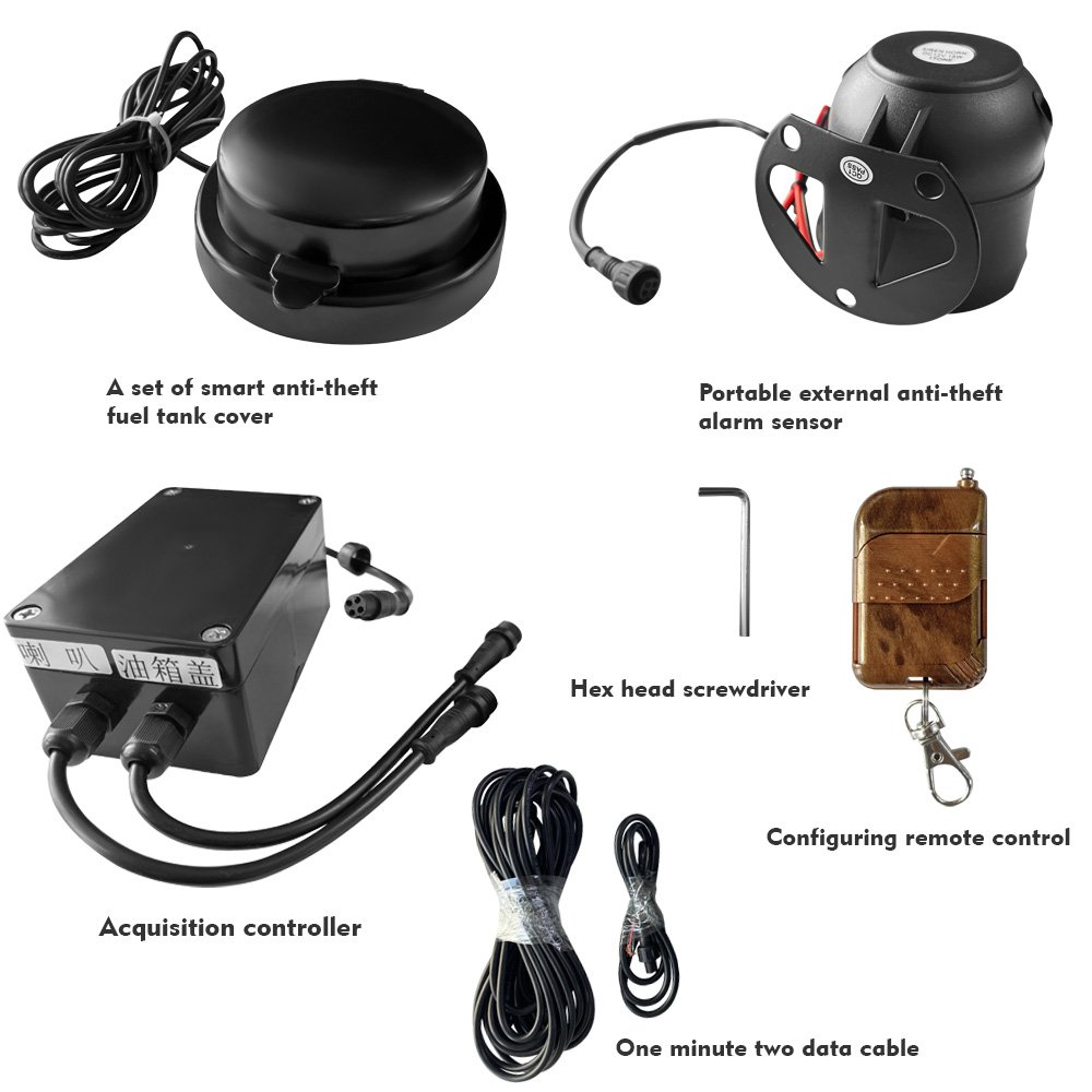 Car fuel tank anti-theft device, sound and light alarm, universal built-in vibration sensor