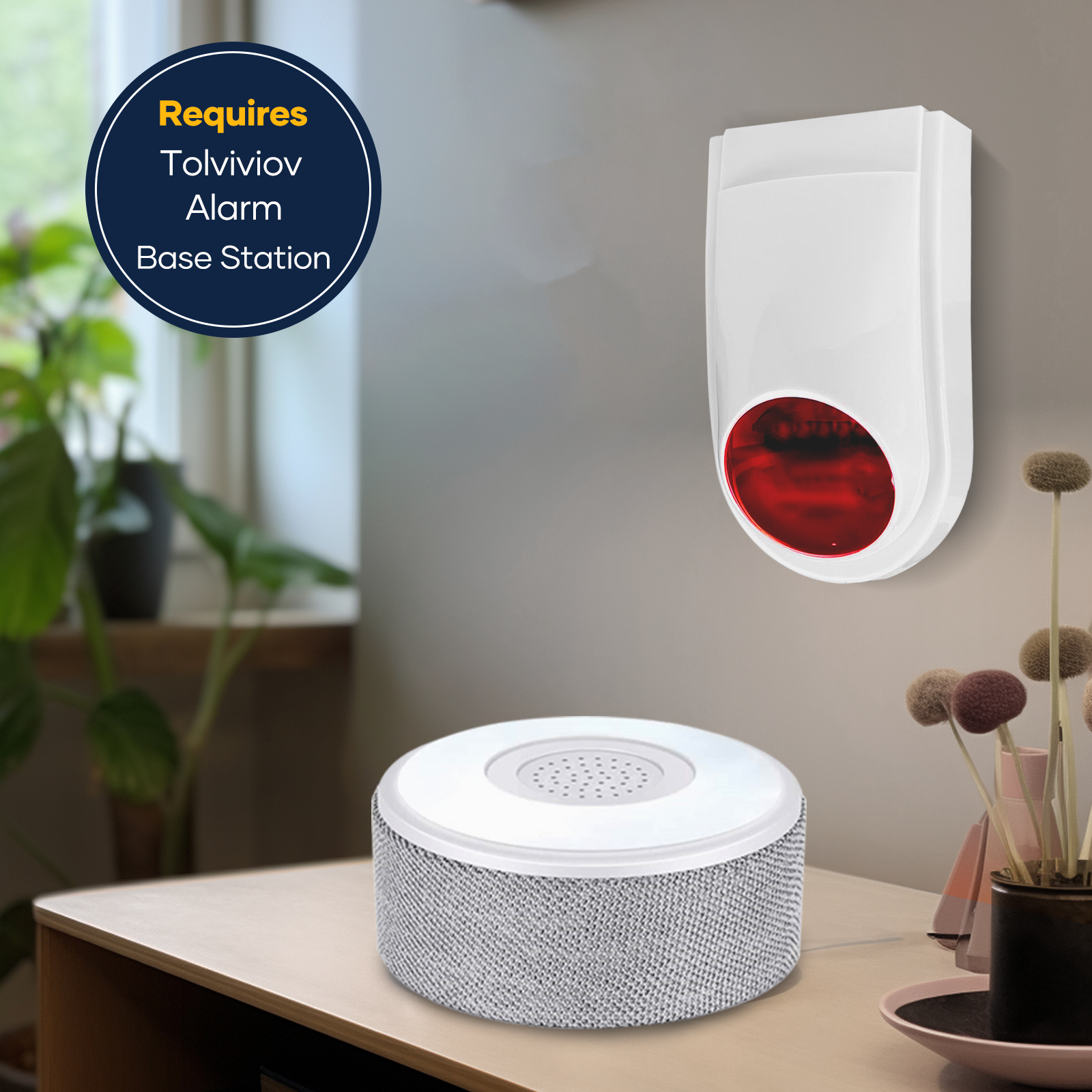 433MHz Wireless Strobe Siren Alarm with 130dB Alarm Red Flashing Remote Alerts Compatible with Home Security Alarm System