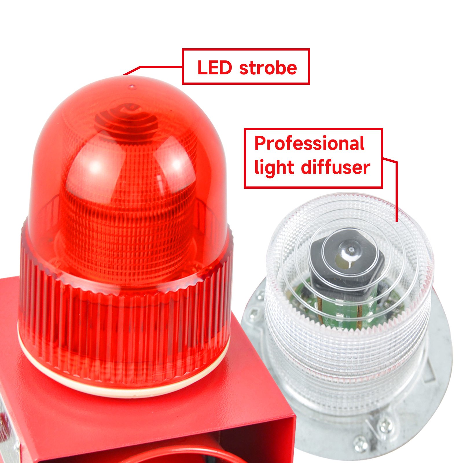 YASONG Audible and Visual Alarm IP65 Waterproof Dustproof outdoor alarm system 25W industrial alarm siren LED flashing light