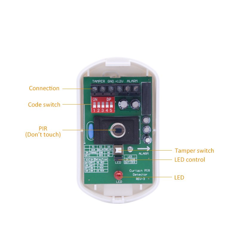 12V wall mount ceiling mount wired window curtain infrared motion sensor alarm anti-tamper for burglar intrusion alarm system