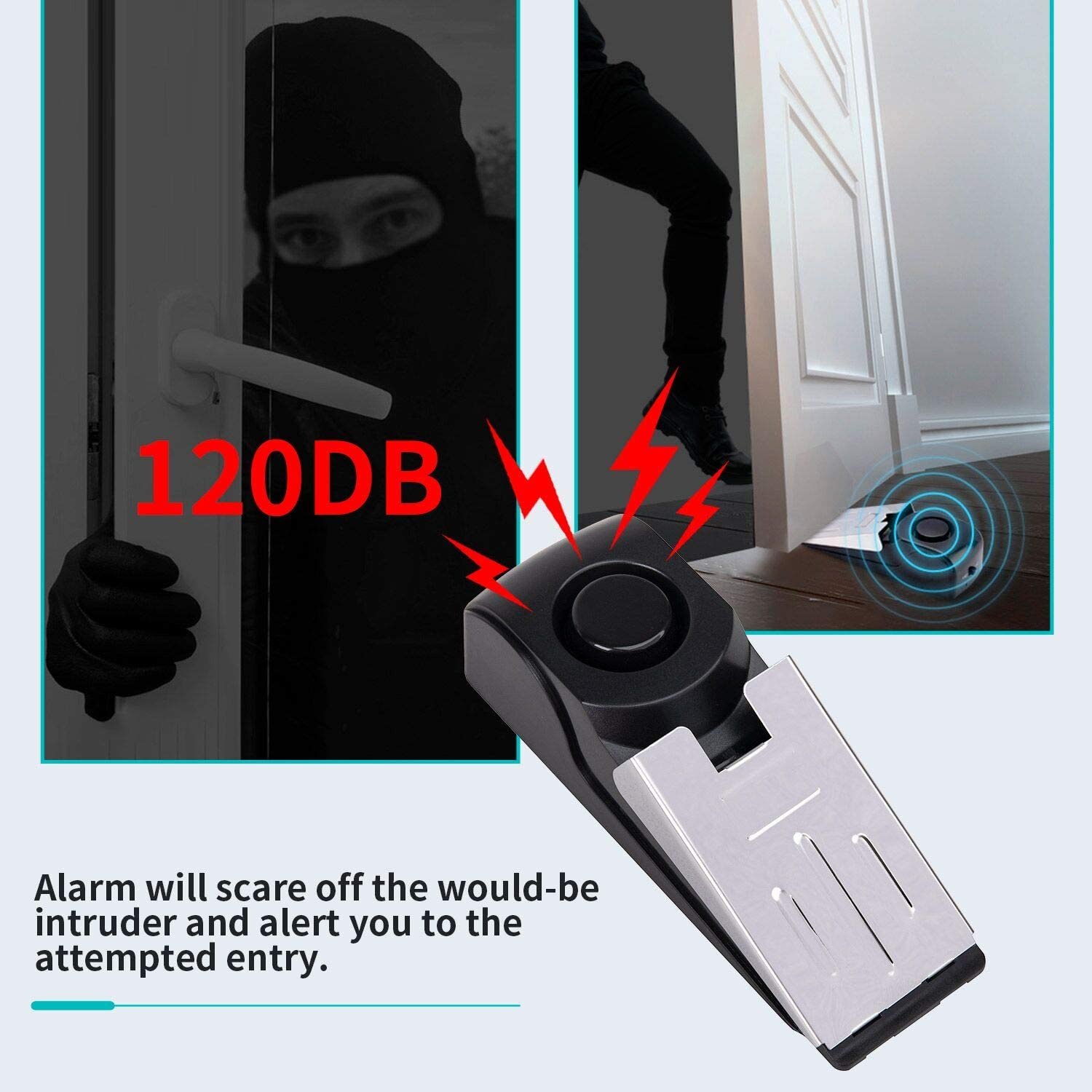 Door Stop Alarm Portable Wireless Entry Alert With 120 DB -for Home Apartment Security And Traveling