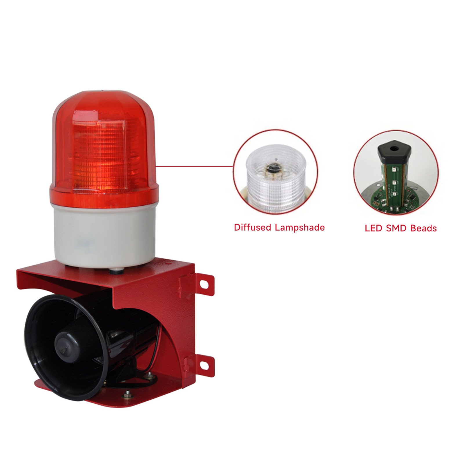Industrial Security Alarm System YAL-T110-380V IP65 Waterproof Dustproof 110dB Outdoor Siren LED Strobe Sound Light Alarm