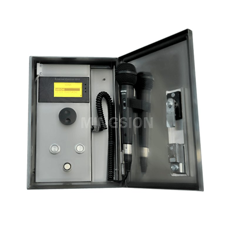Early Warning System Wall Mounted Electronic Siren Control Unit With Display Screen, Button Encoder, And Built-in Microphone
