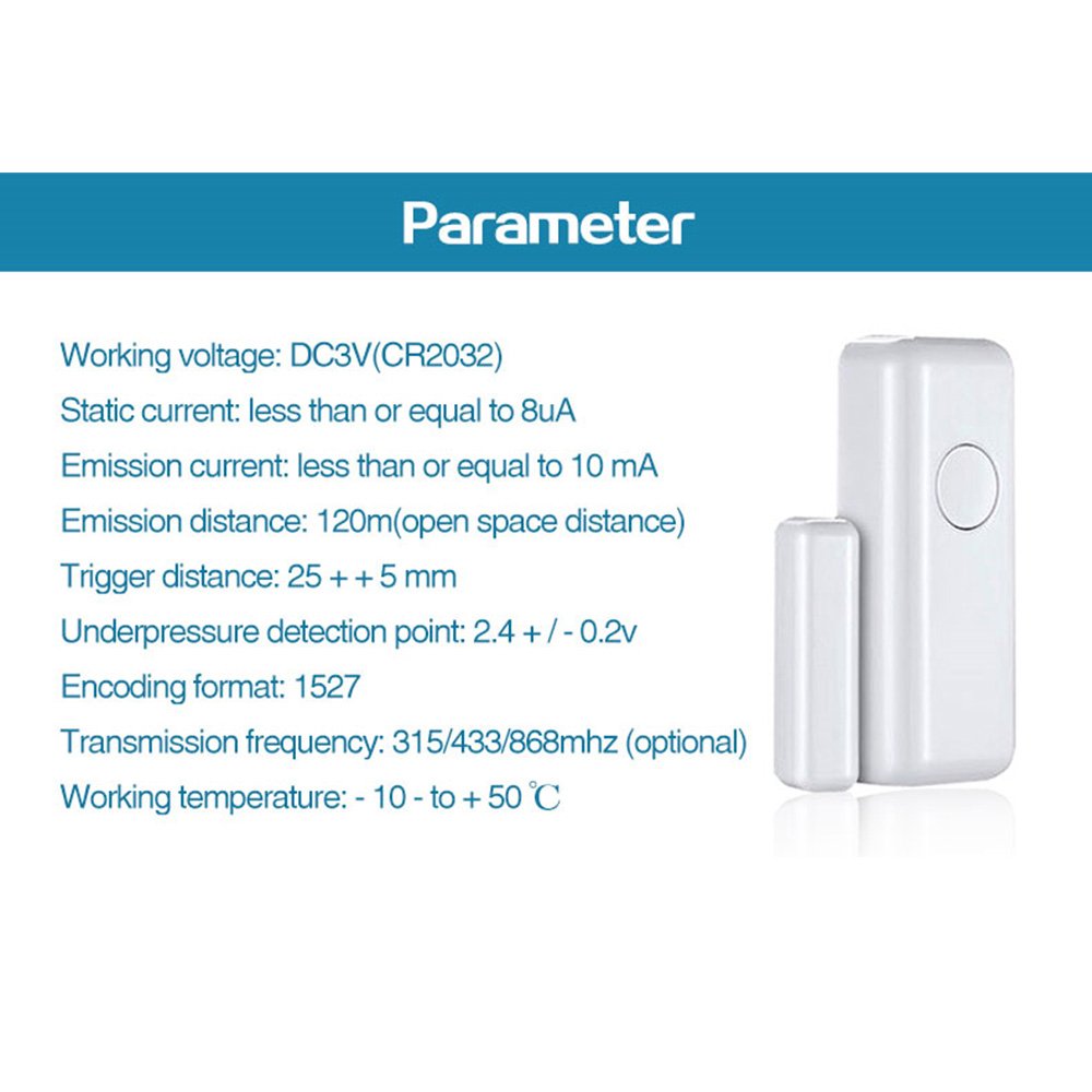 Mini 433MHz Wireless Magnetic Door Window Sensor Home for Alarm System
