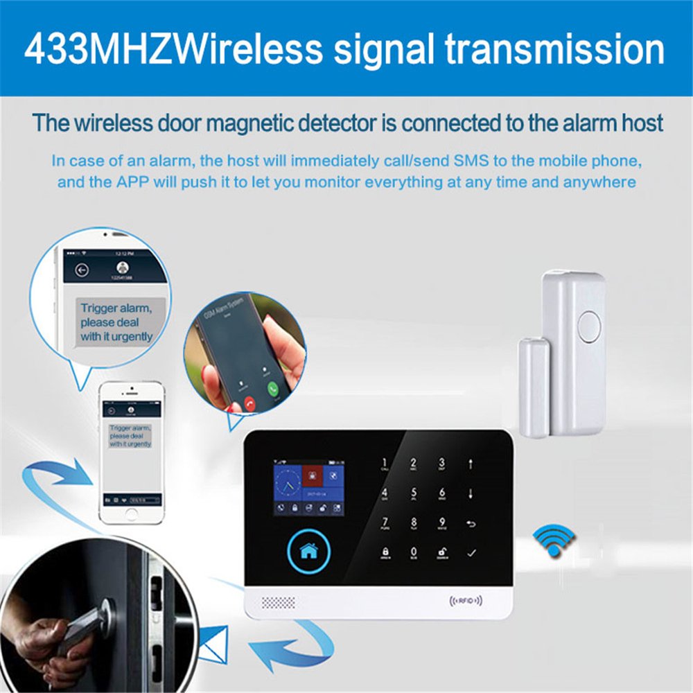 Mini 433MHz Wireless Magnetic Door Window Sensor Home for Alarm System