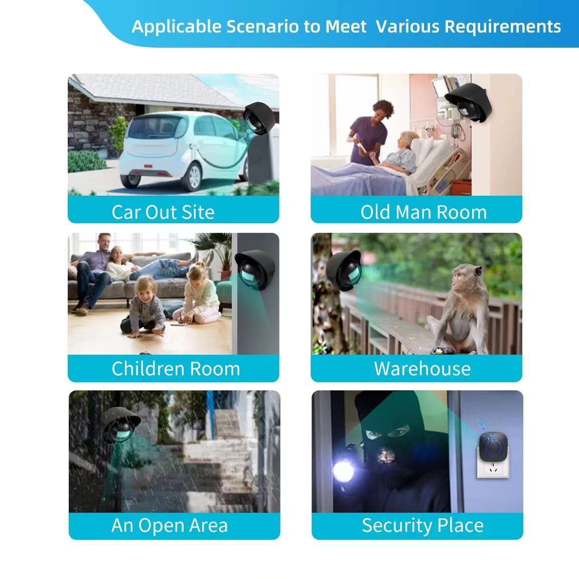 Office Security Systems Door Entry Alarm Waterproof Wireless Infrared Detector PIR Custom Sound Motion Sensor Door Bell