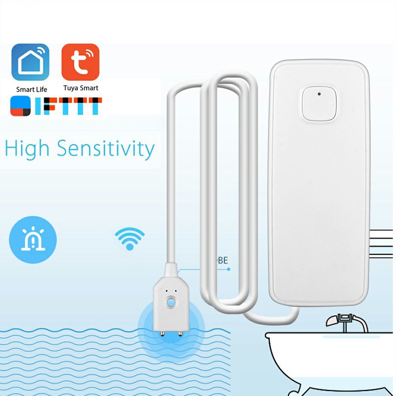 Tuya Latest Kitchen Basement Bathroom Wireless Smart Wifi Water Overflow Leak Sensor Detector Alarm For Home Security System
