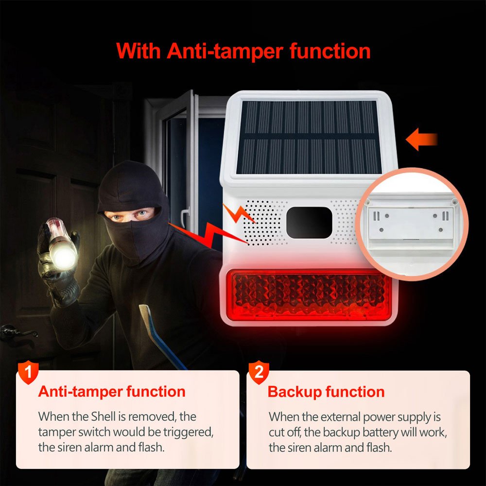 China Manufacture Waterproof Tuya Smart WiFi Solar Siren with Multi-functional for Home Security with Motion DetectionPST-PE523W
