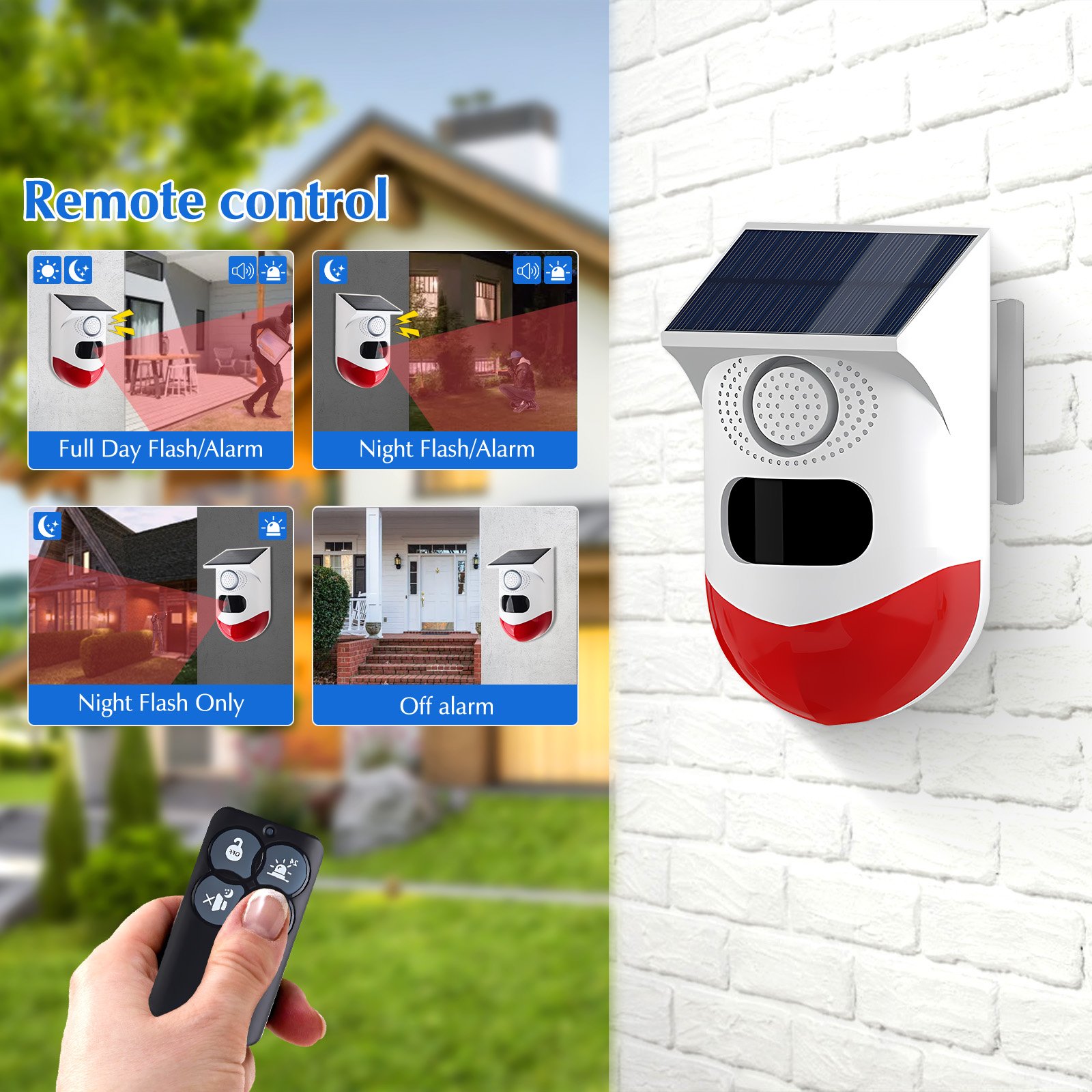 Outdoor Post Remote Control Home Motion Detector Solar Alarm, Tuya Smart Wifi System Home Motion Detector Panic Alarm Siren