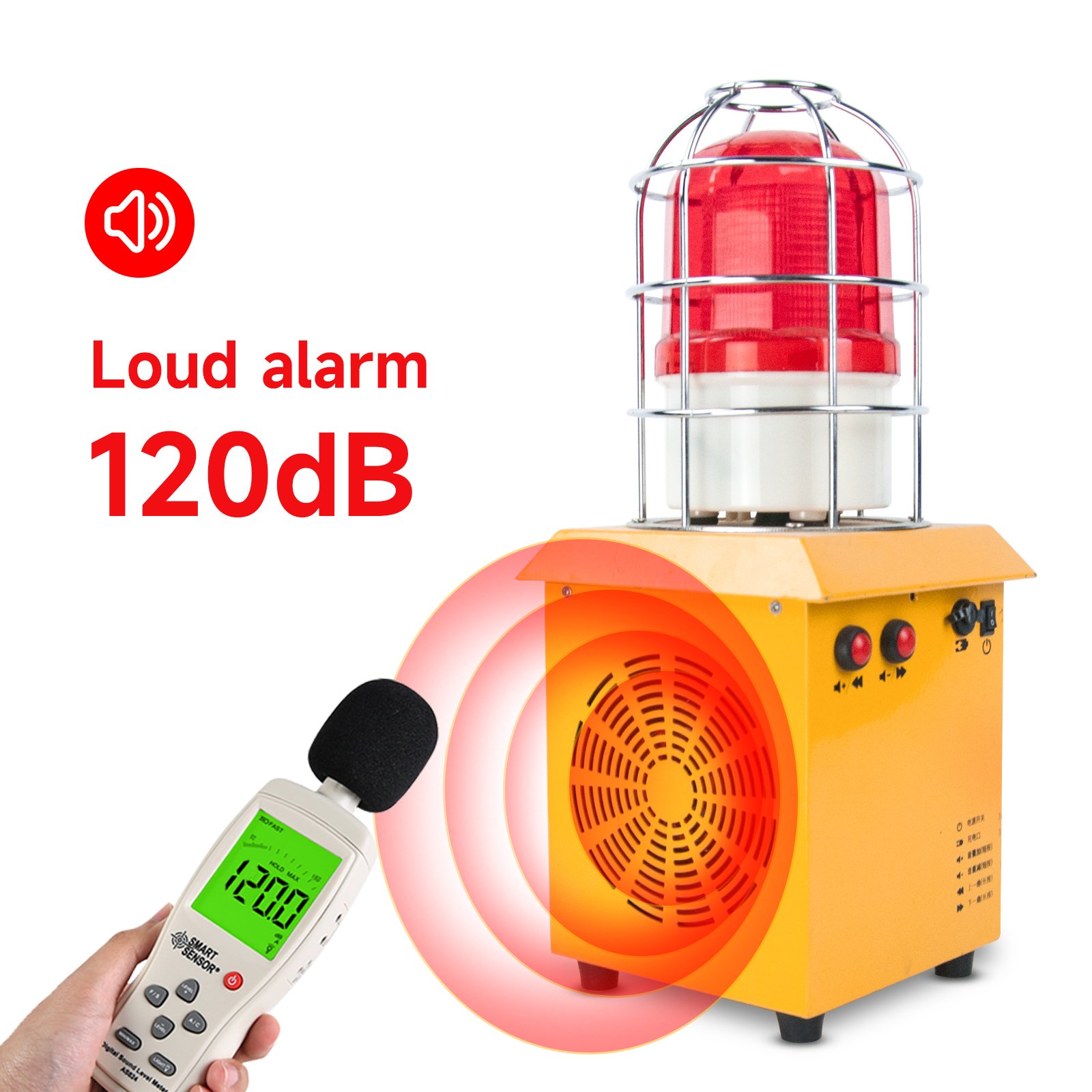YASONG Portable Alarm Siren IP65 Waterproof Industrial door alarm LED Strobe120dB Horn 15W Outdoor security alarm Siren system