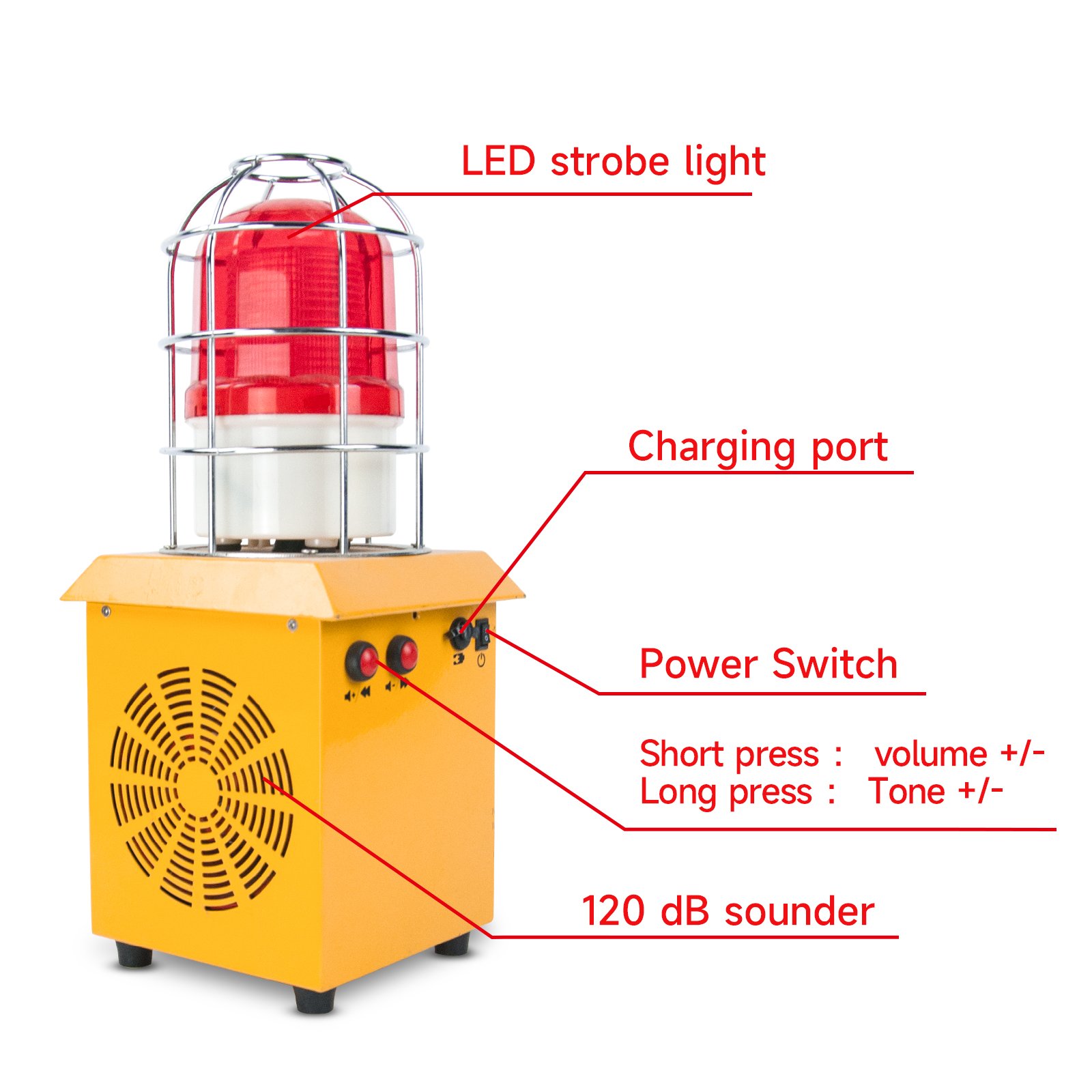 YASONG Portable Alarm Siren IP65 Waterproof Industrial door alarm LED Strobe120dB Horn 15W Outdoor security alarm Siren system