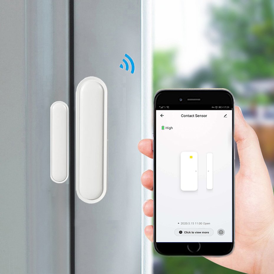 WiFi Door Sensor Smart Window Contact Sensor for Home Security Wireless Door Sensor Alarm Compatible with Alexa/Google home