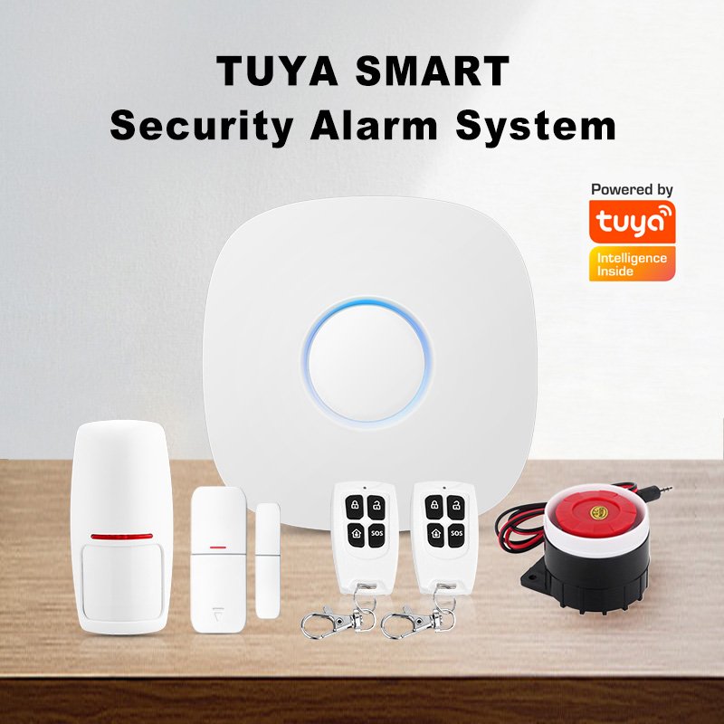 TUYA 4G WIFI wireless security system PIR sensor with 2 Remote controls smart Home security alarm system