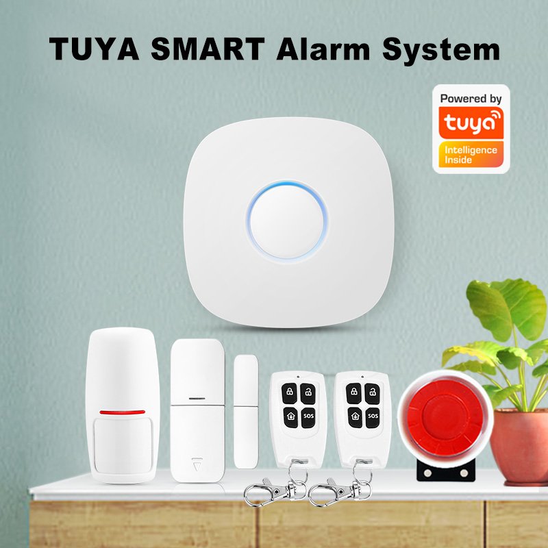TUYA 4G WIFI wireless security system PIR sensor with 2 Remote controls smart Home security alarm system