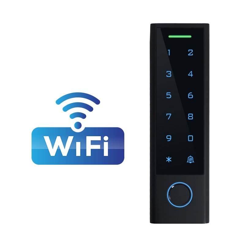 Secukey Slim Black Keypad Tuya WiFi TTLock Ble Fingerprint Door Entry System Access Controller, 125KHz Card Reader with Wiegand