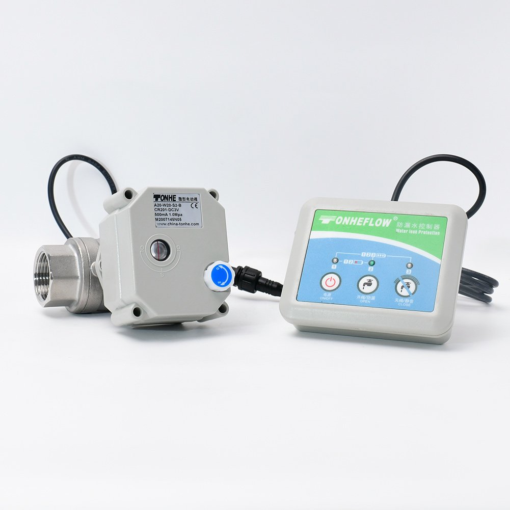 wireless remote water leak control detection system 3/4" inch DN20 stainless steel motorized ball valve with manual operatioon