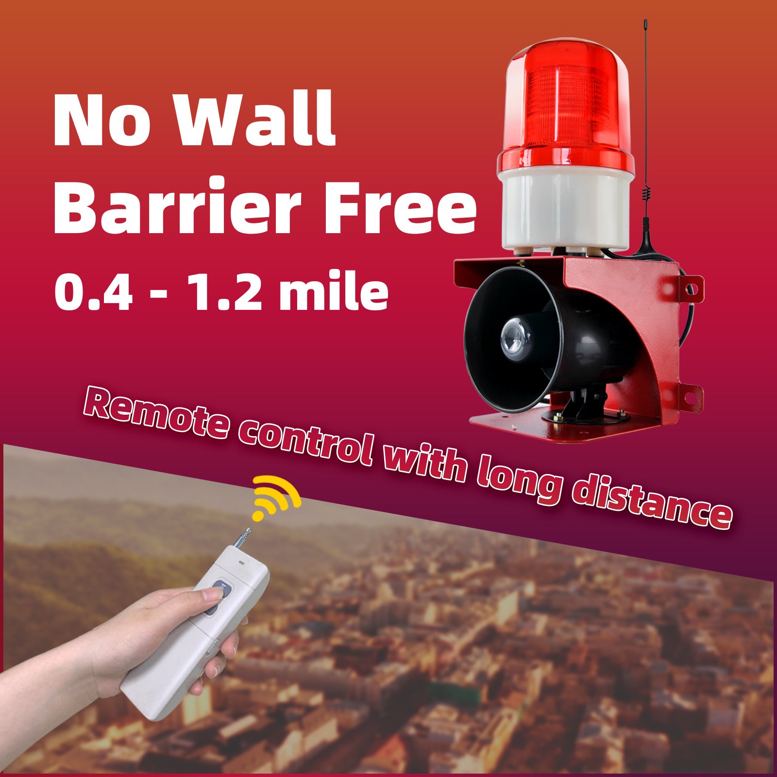 YASONG Customized 2000m Wireless Industrial Security Alarm System 110dB Loud Siren 23W Door Alarm IP54 for Crane and Ports