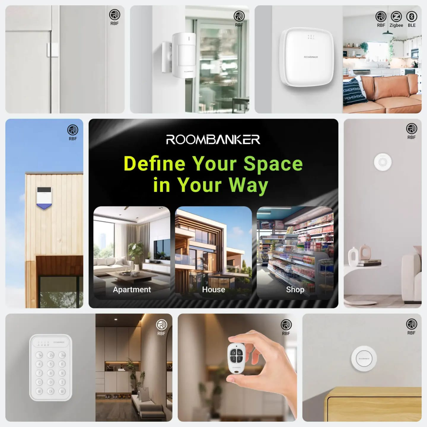 Roombanker Smart Home Security System with Ble Zigbee Anti Intrusion Alarm For Home