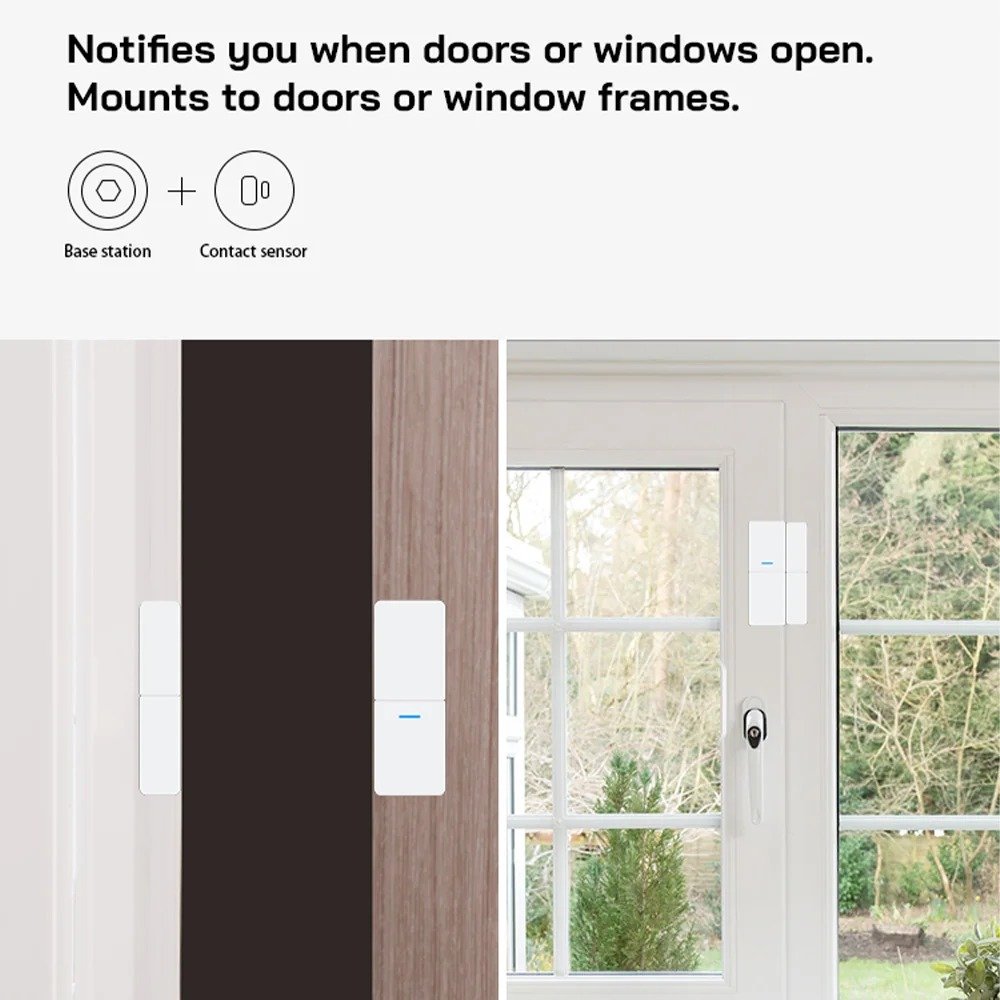 AGSHOME 11 Piece Wireless Home Security System Tuya Smart APP Remote Control Alexa Google Compatible No Contract Door Sensor SOS
