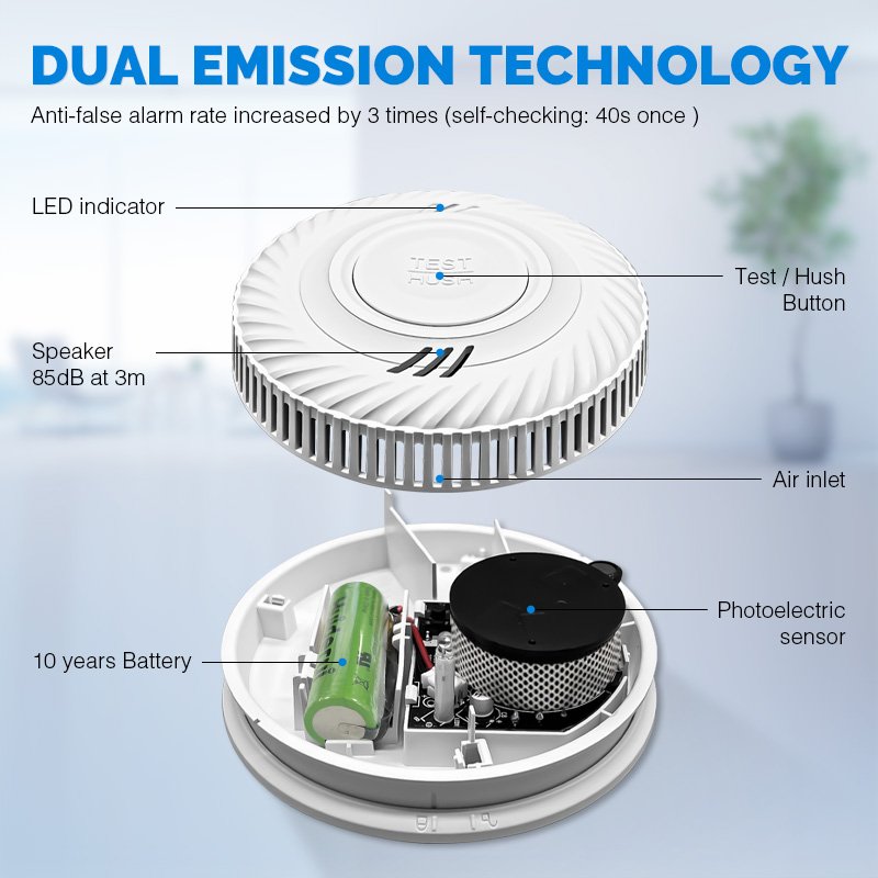 10-Year Battery Life Tuya Smart Wireless WiFi Rauchmeld Fire Alarm Smoke Detector
