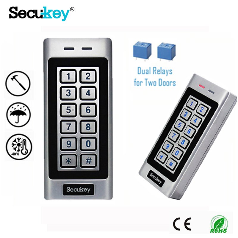 Secukey SK4 Outdoor Dual-relay OSDP Number Keypad Reader 125KHz EM Card Rfid Reader Waterproof IP66 Metal Case Access Control