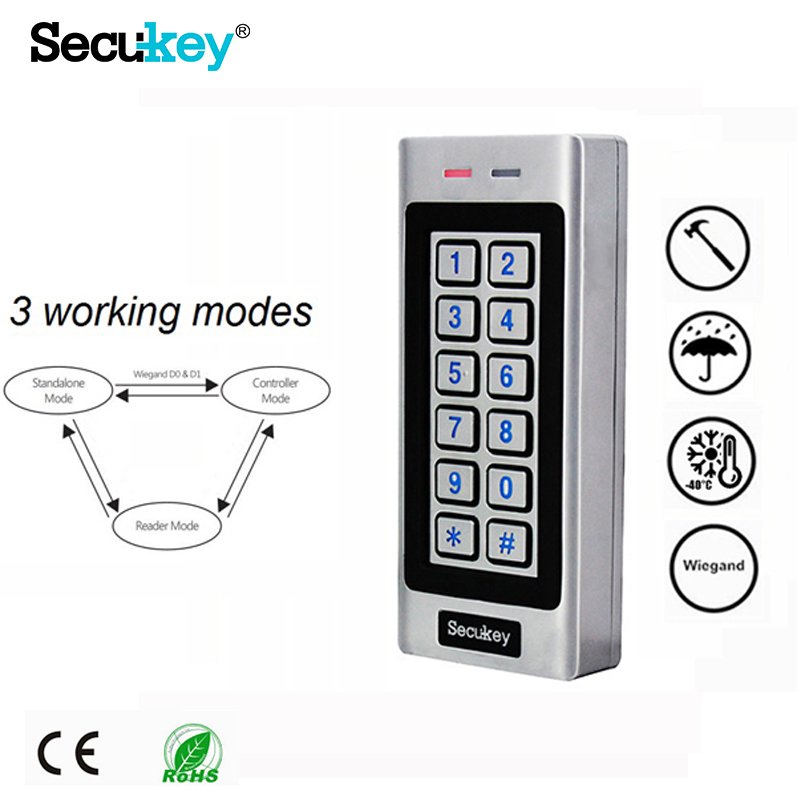 Secukey SK4 Outdoor Dual-relay OSDP Number Keypad Reader 125KHz EM Card Rfid Reader Waterproof IP66 Metal Case Access Control