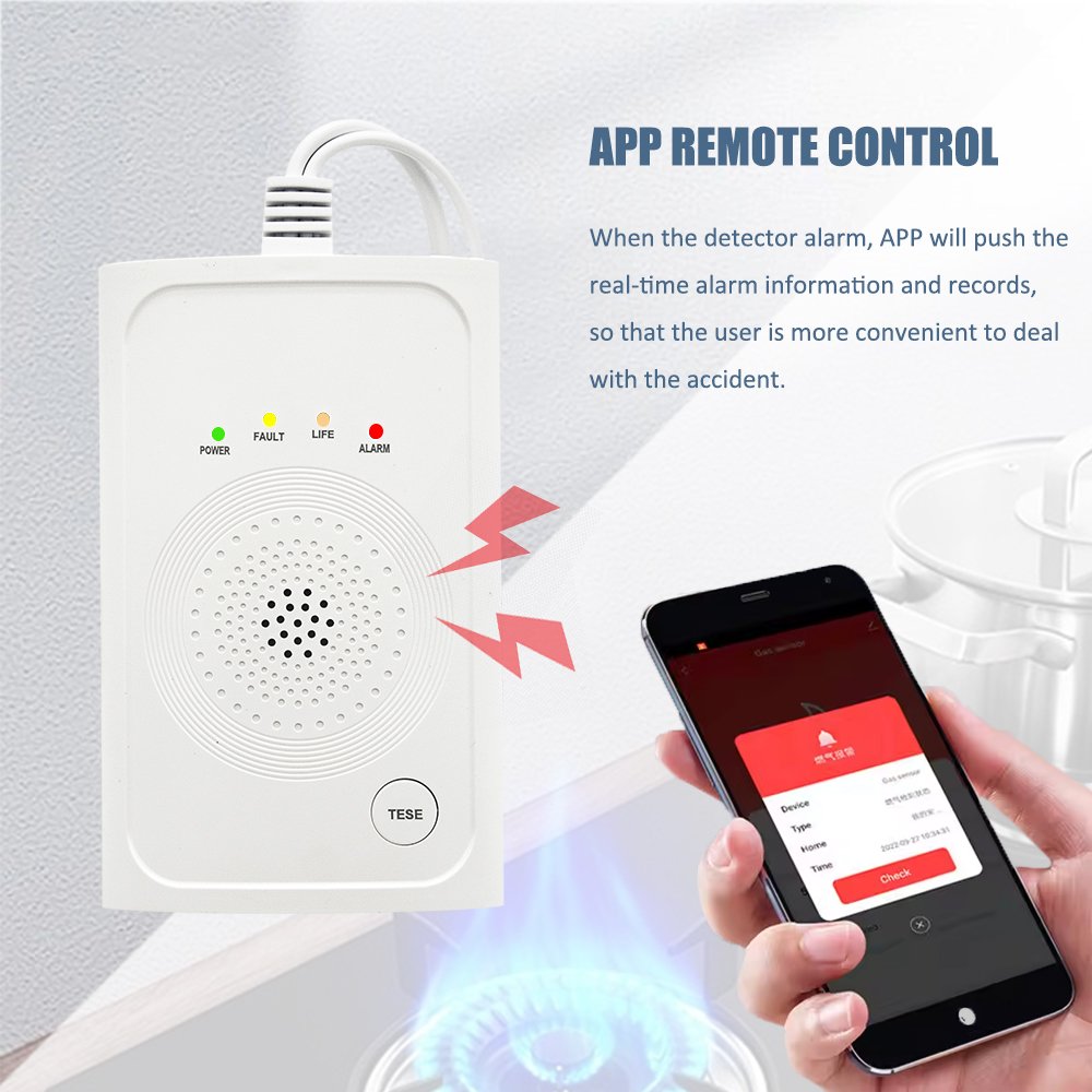 2024 Factory Wholesale Household Wifi Gas detector natural gas sensor tuya smart home security system