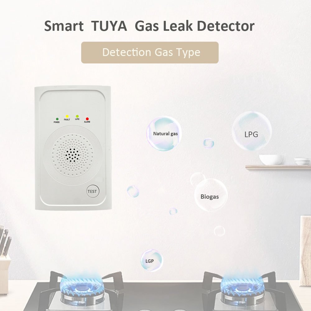2024 Factory Wholesale Household Wifi Gas detector natural gas sensor tuya smart home security system
