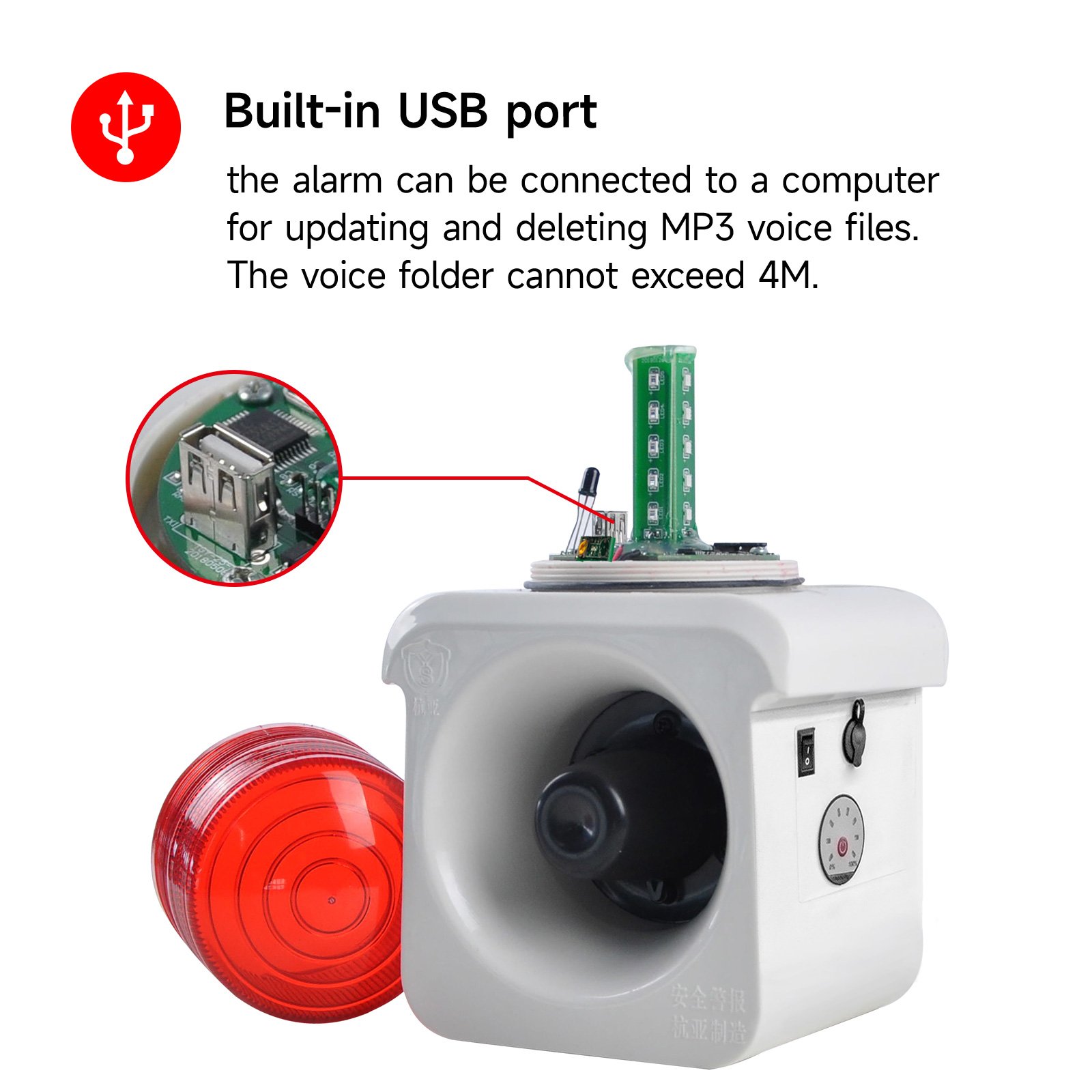 YASONG Motion Sensor Alarm Siren portable IP65 with Microwave Sensor 120dB Security Alarm System for Car, mines and workshop